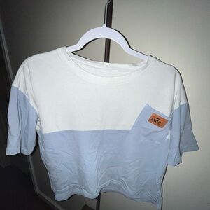 SHEIN White and Blue Short Sleeve Tees